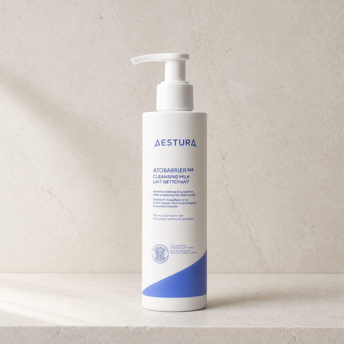 [Aestura] Atobarrier 365 Cleansing Milk 200ml - Bathroom spa shelf PDP image