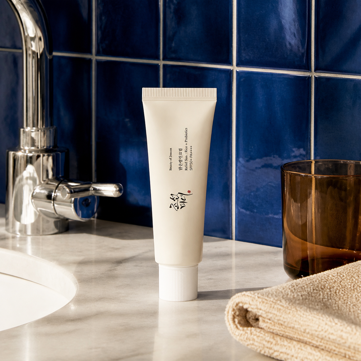 [BeautyOfJoseon] Relief Sun : Rice + Probiotics 50ml — strict-quality-v1 — 03-cobalt-bathroom-product