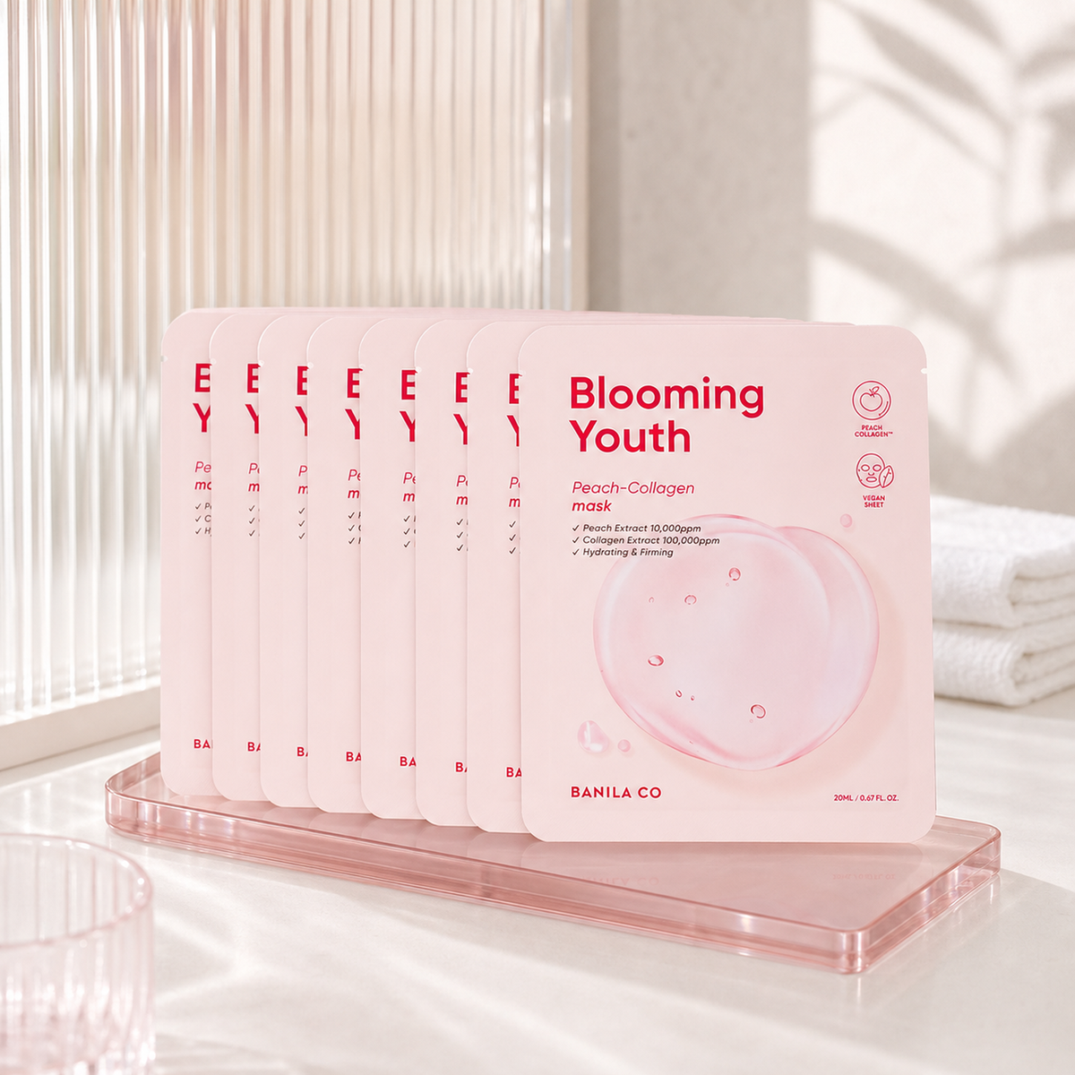 [Banilaco] Blooming Youth Peach Collagen Mask Sheet 10EA - Routine still life PDP image