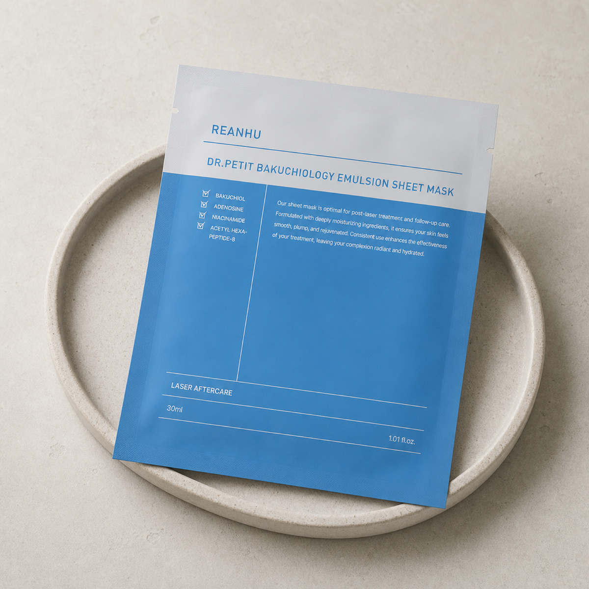 [Dr.petit] Reanhu Bakuchiol Emulsion Sheet Mask 30ml 3ea - Routine still life PDP image