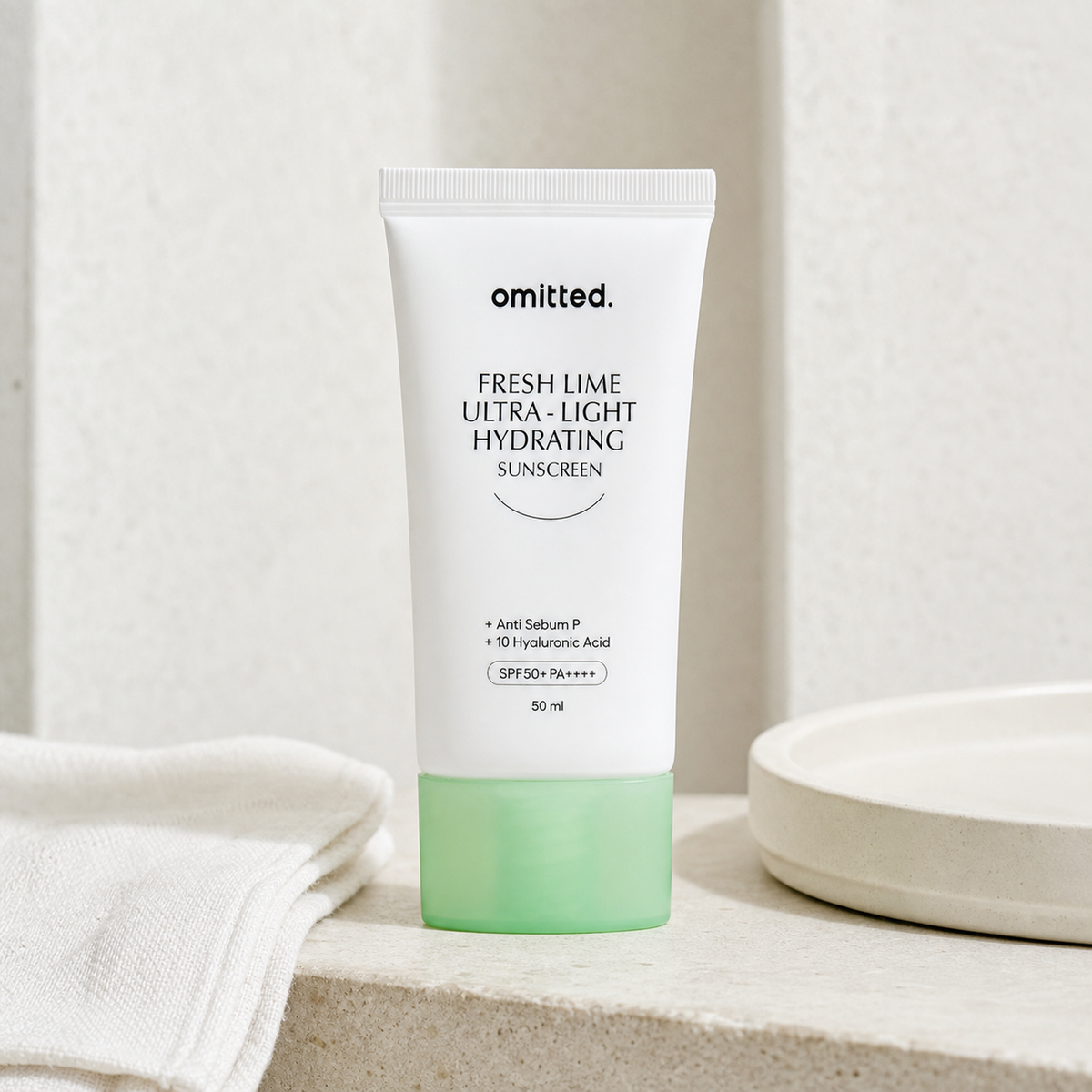[Omitted] Fresh Lime Ultra-Light Hydrating Sunscreen 50ml - Routine still life PDP image