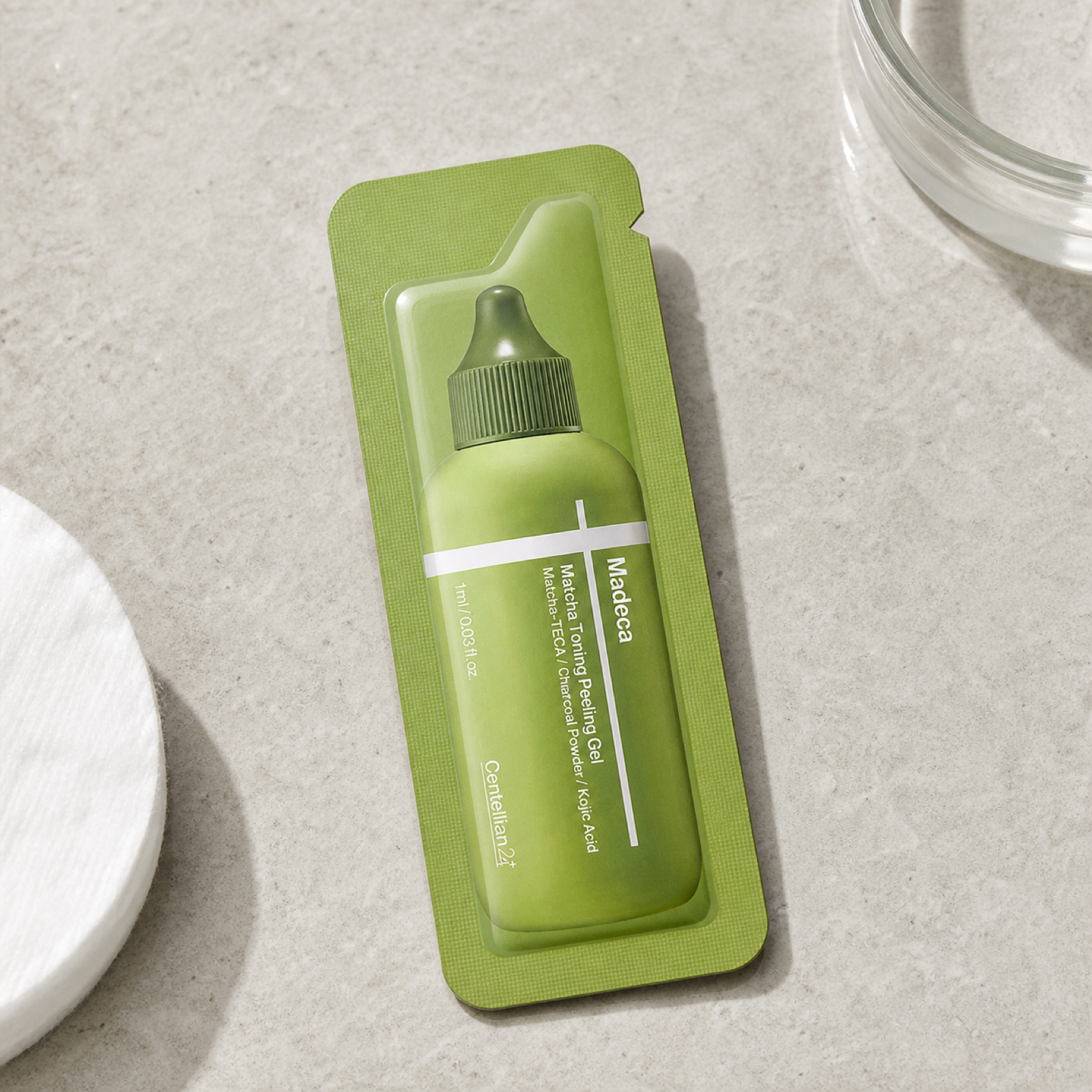 [Centellian24] Madeca Matcha Toning Peeling Gel 1ml - Routine still life PDP image
