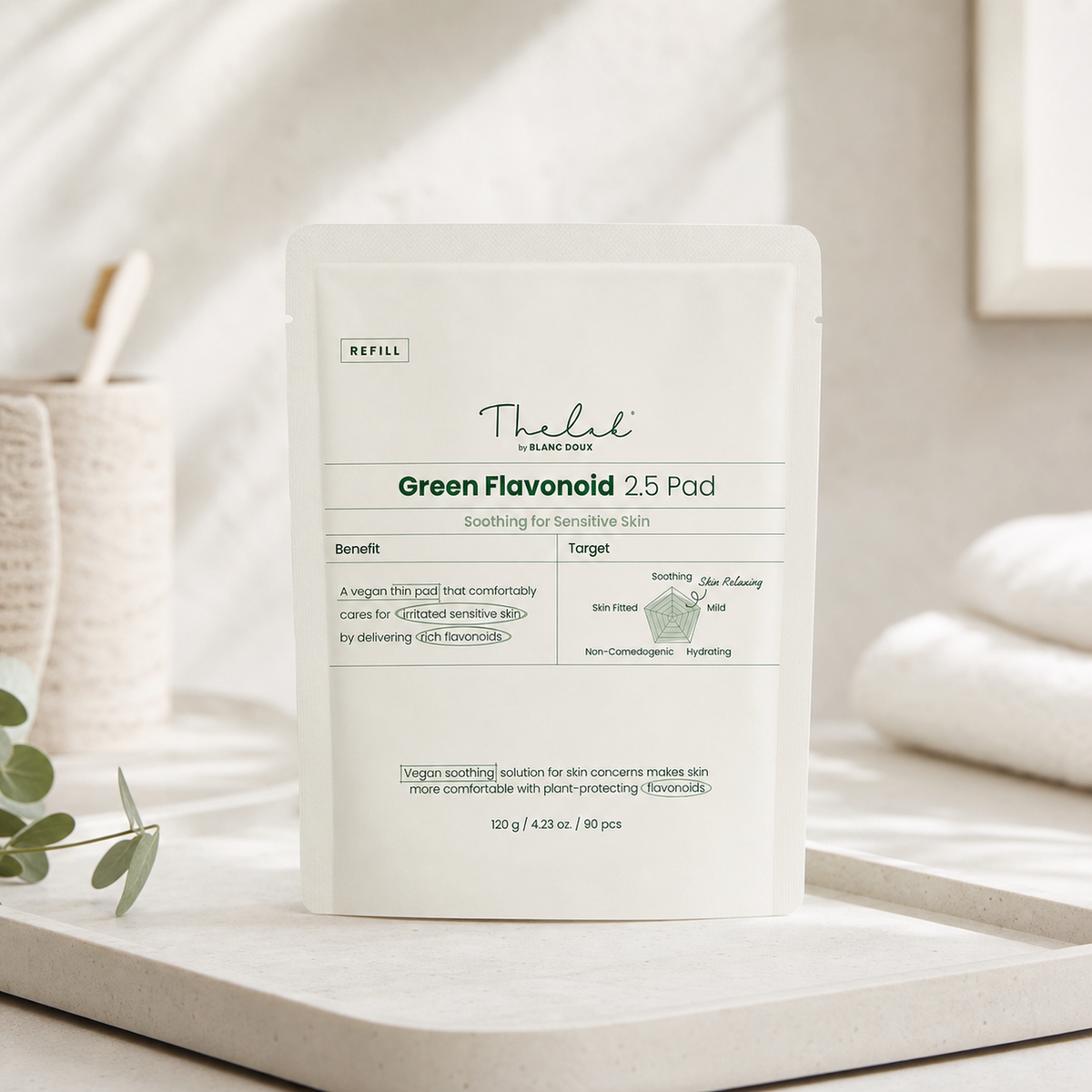 [THE LAB By BLANC DOUX] Green Flavonoid™ 2.5 Pad 120g (90p) REFILL - Routine still life PDP image