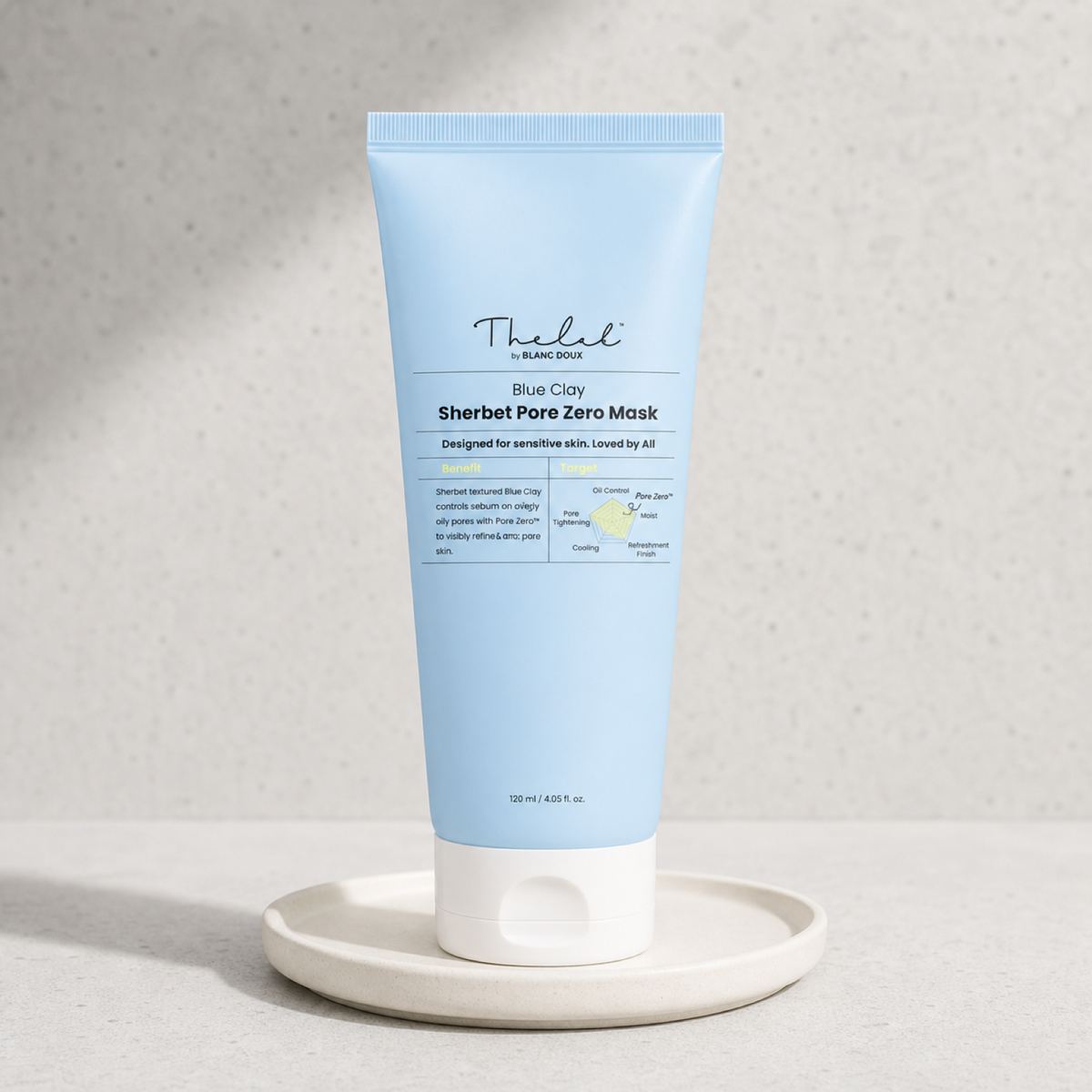 [THE LAB By BLANC DOUX] BlueClay Sherbet Pore Zero Mask 120ml - Routine still life PDP image