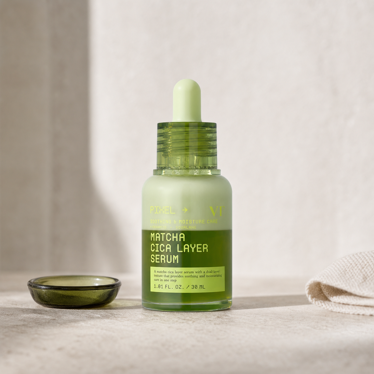 [VT Cosmetics] Matcha CIca Layer Serum 30ml - Routine still life PDP image