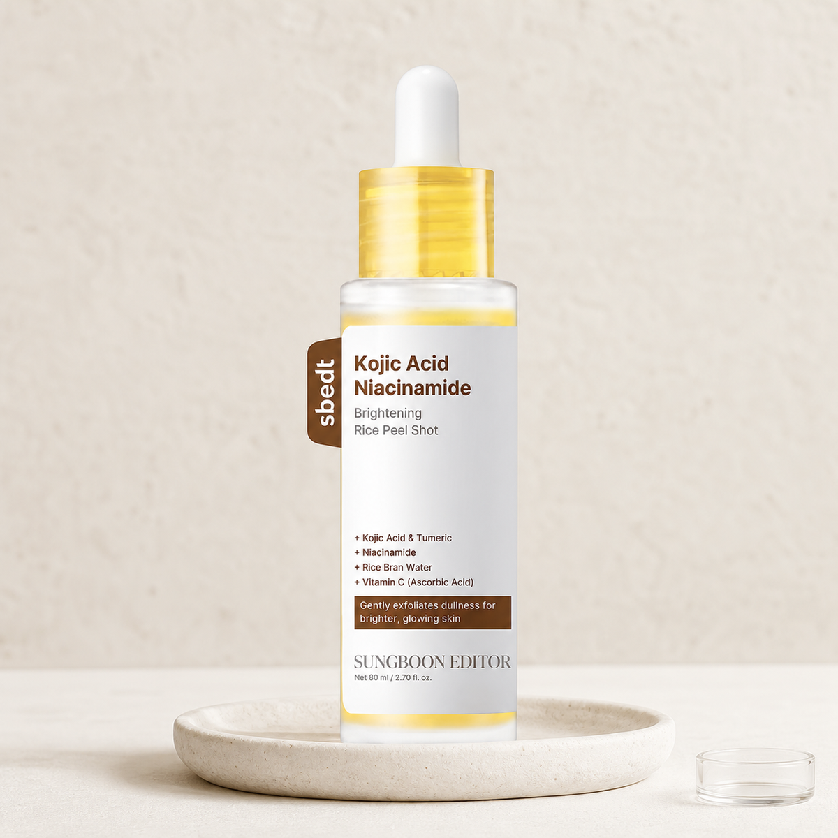 [SUNGBOON EDITOR] Kojic Acid Niacinamide Rice Peel Shot 80ml - Routine still life PDP image
