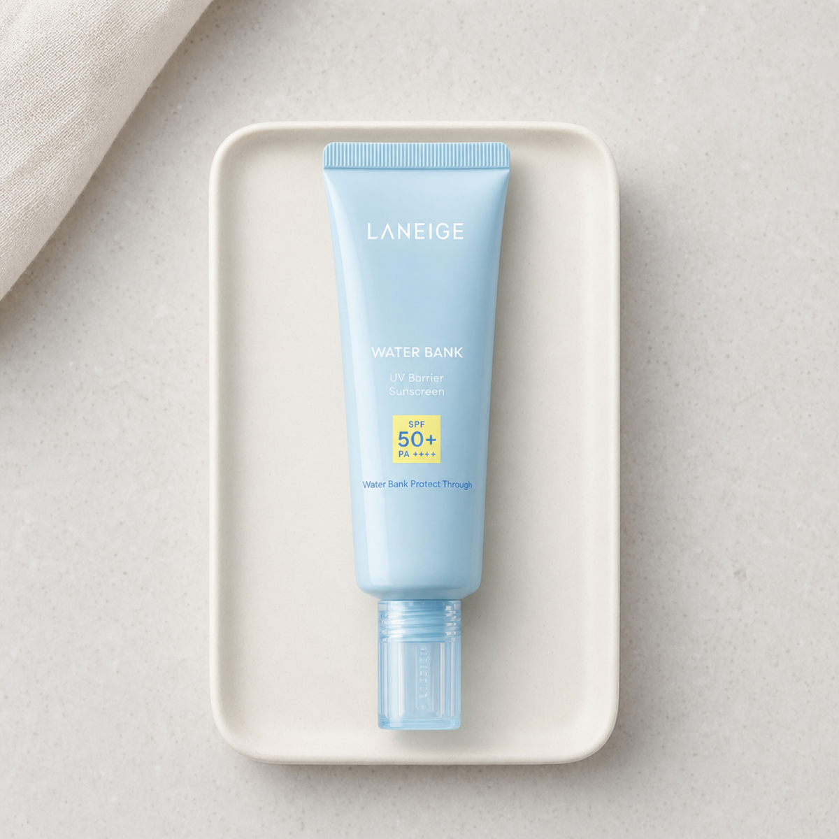 [Laneige] Water Bank UV Barrier sunscreen SPF50+ PA++++ 50ml - Routine still life PDP image