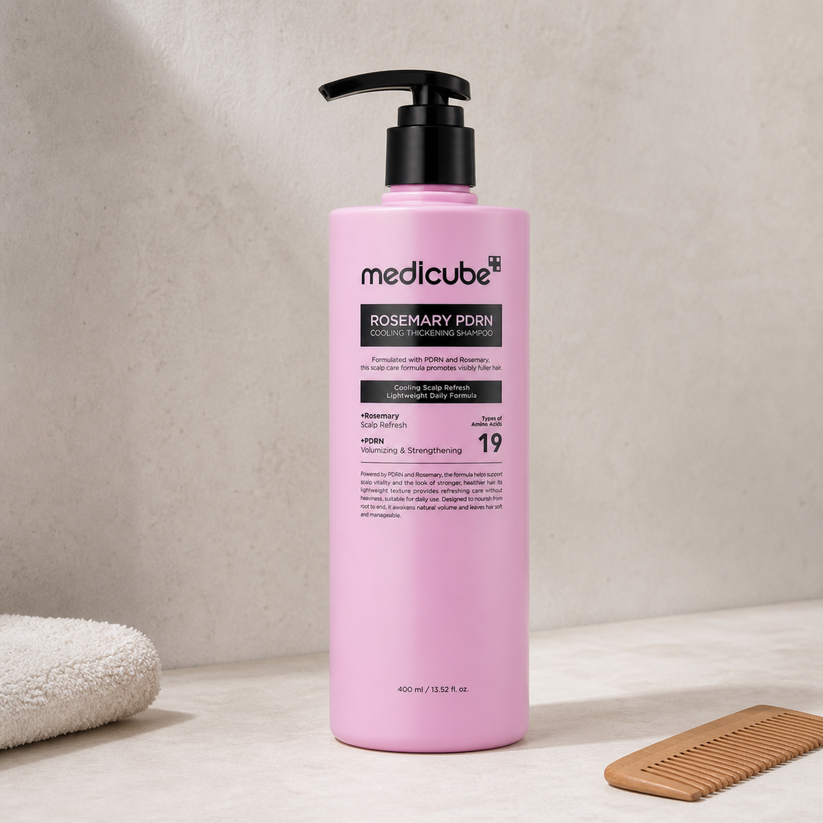[Medicube] Rosemary PDRN Cooling Thickening Shampoo 400ml - Routine still life PDP image