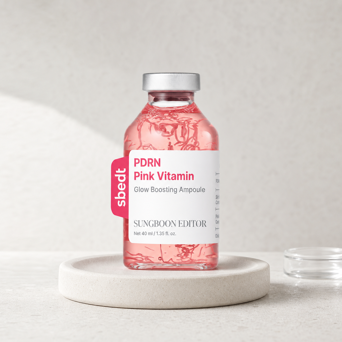 [SUNGBOON EDITOR] PDRN Pink Vitamin Glow Boosting Ampoule 40ml - Routine still life PDP image