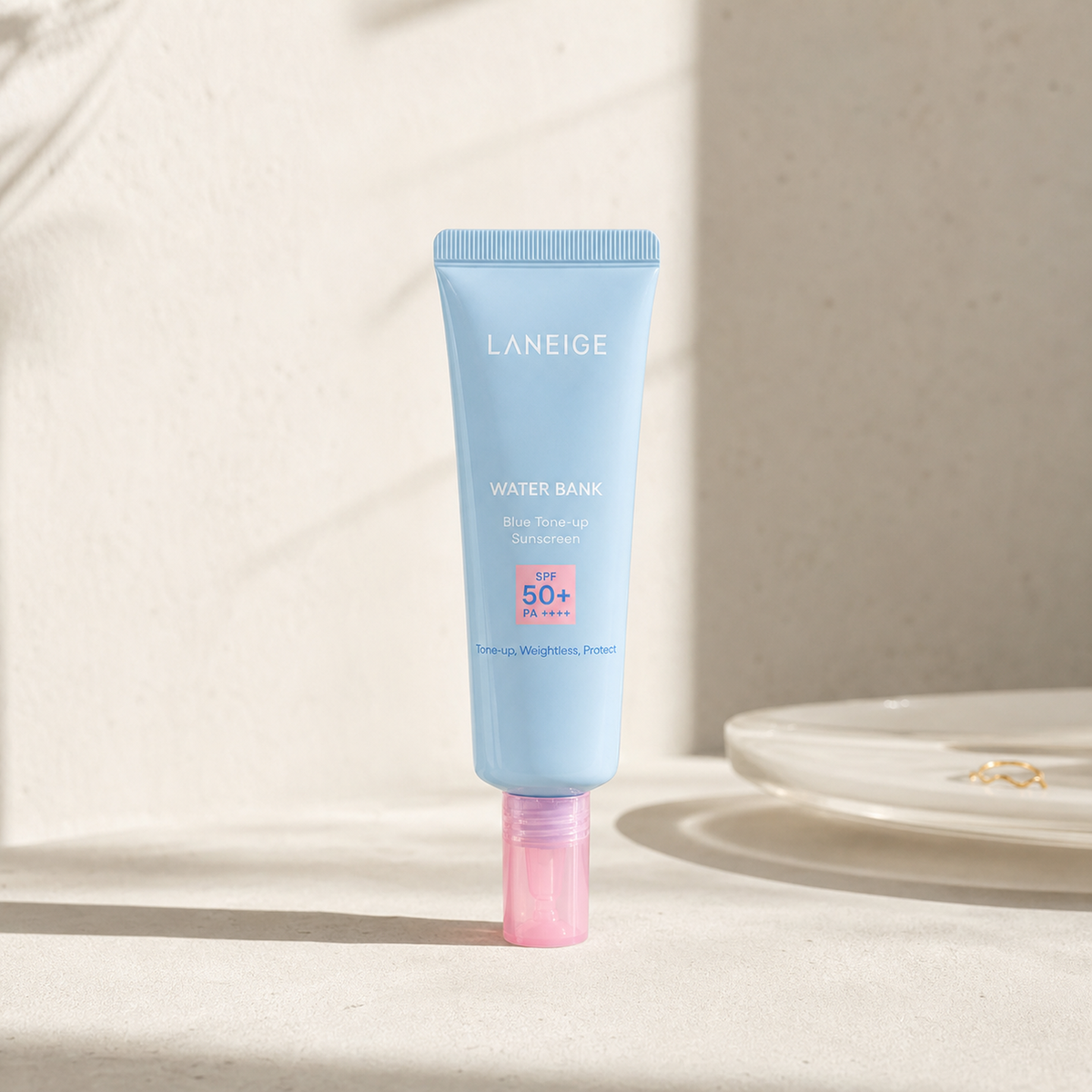 [Laneige] Water Bank Blue Tone-Up Sun Cream SPF50+ PA++++ 50ml - Routine still life PDP image