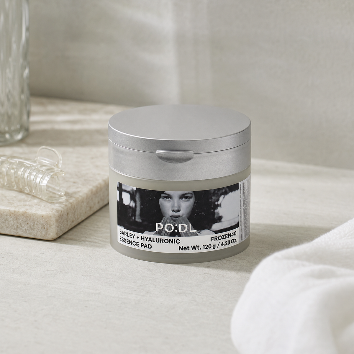 [PO:DL] Barley Hyaluronic Frozen40 Essence Pads (70ea) - Routine still life PDP image