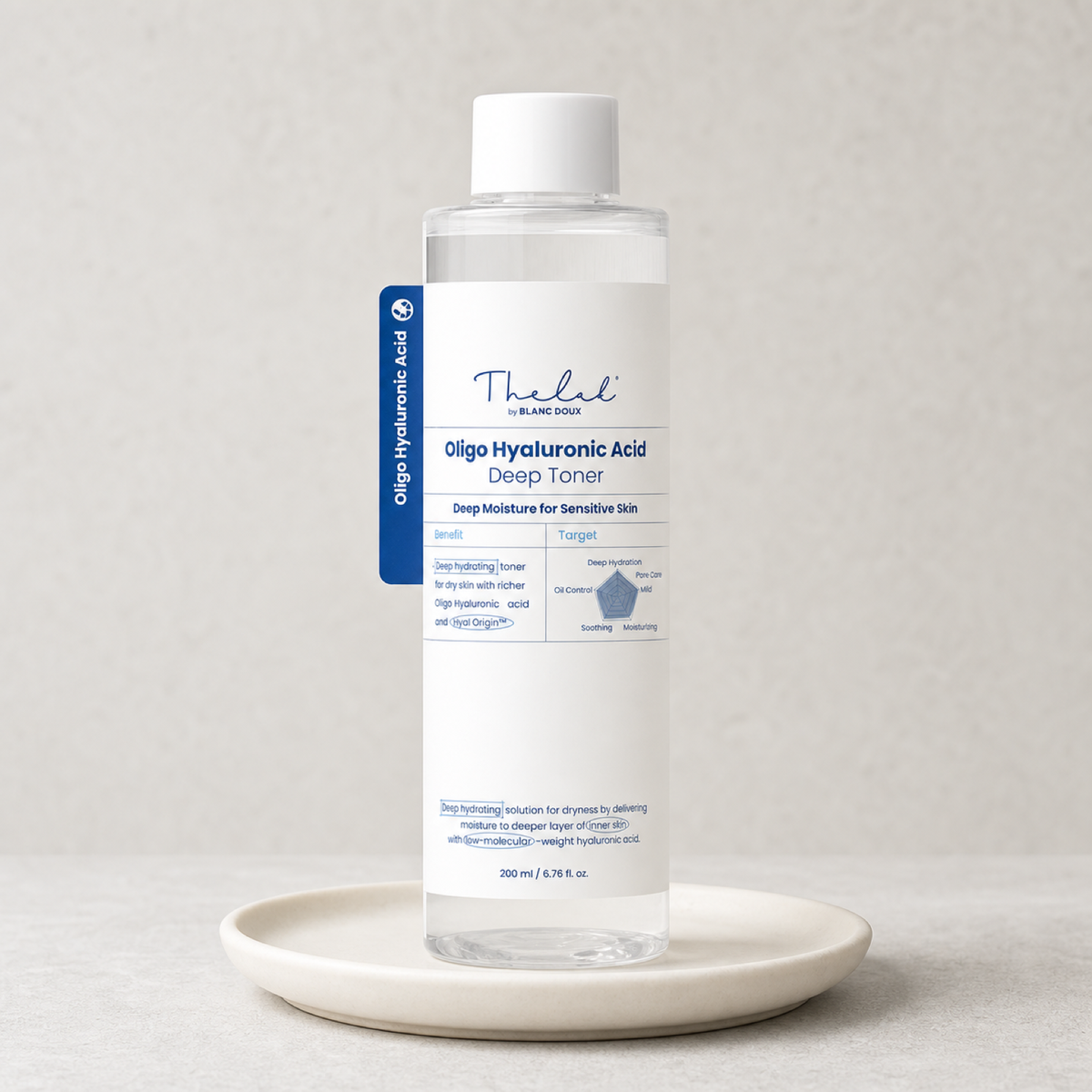 [THE LAB by BLANC DOUX] Oligo Hyaluronic Acid Deep Toner 200ml - Routine still life PDP image