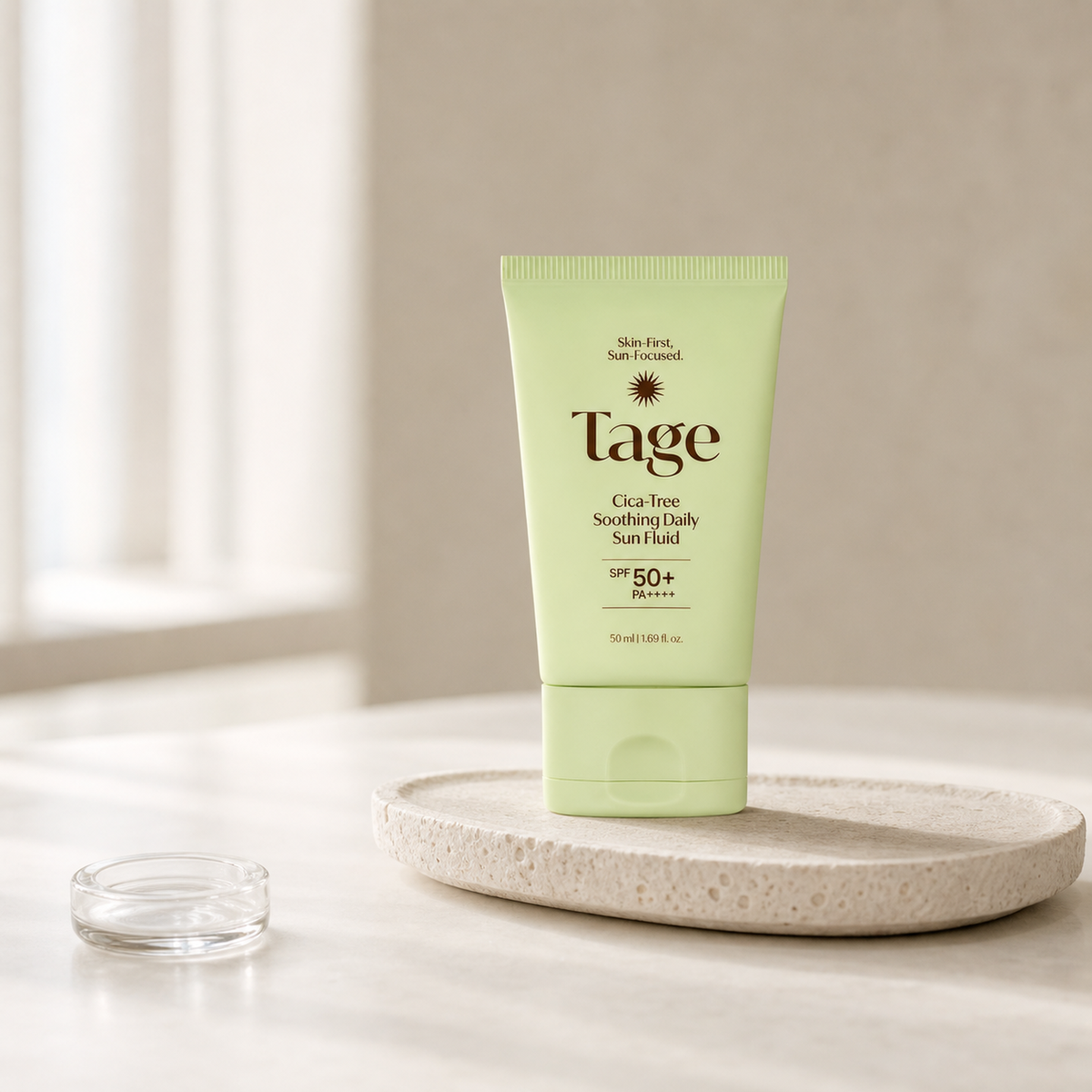 [Tage] Cica-Tree Soothing Daily Sun Fluid 50ml - Routine still life PDP image