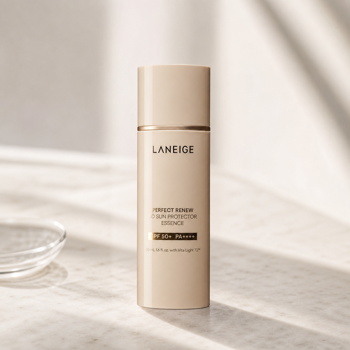 [Laneige] Perfect Renew 5D Sun Protector Essence 50ml - Routine still life PDP image
