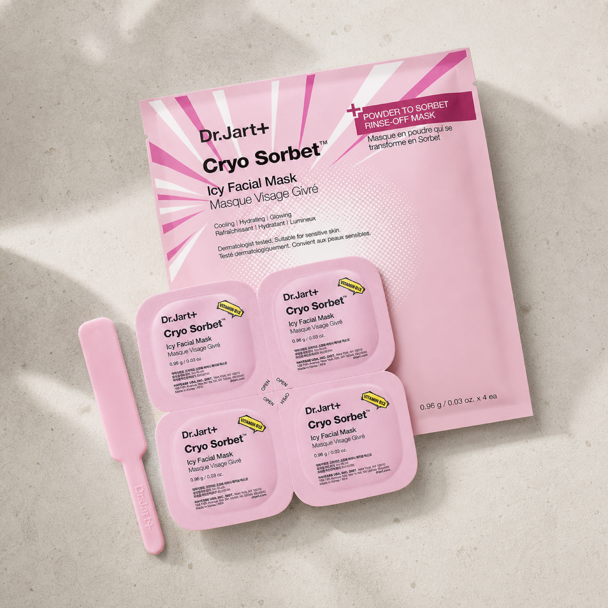 [Dr.Jart+] Cryo Sorbet™ Icy Cooling Facial Mask 4ea - Routine still life PDP image