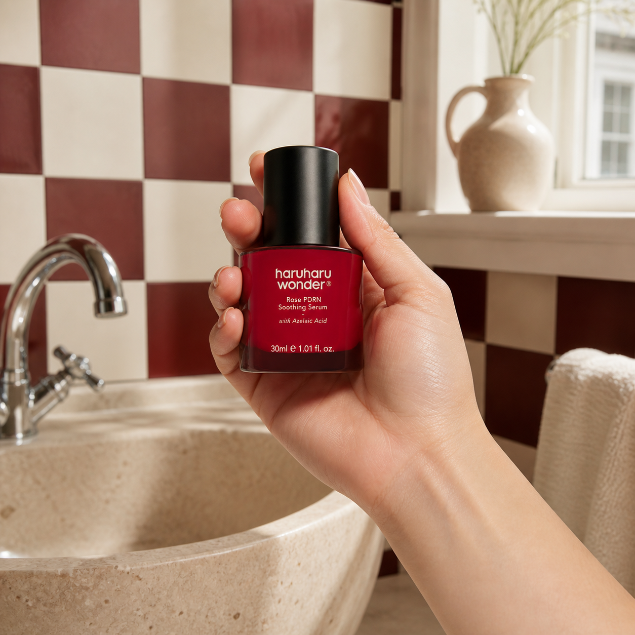 [haruharuwonder] Rose PDRN Soothing Serum 30ml — strict-quality-v1 — 04-hand-scale-moment