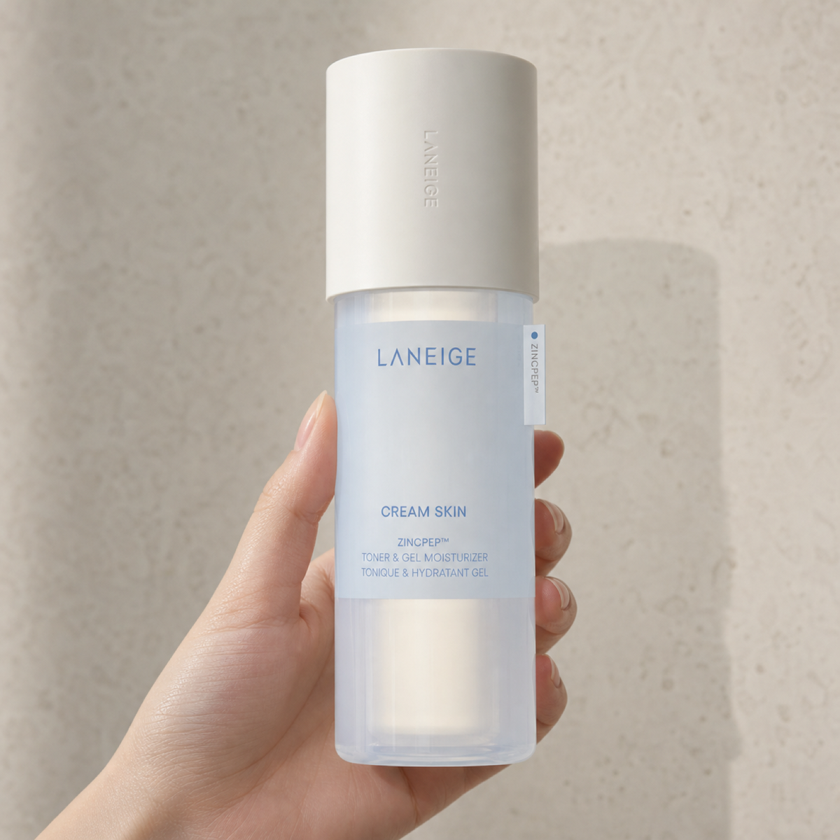 [Laneige] Cream Skin Zincpep™ Toner & Gel Moisturizer 170ml - Hand scale moment PDP image