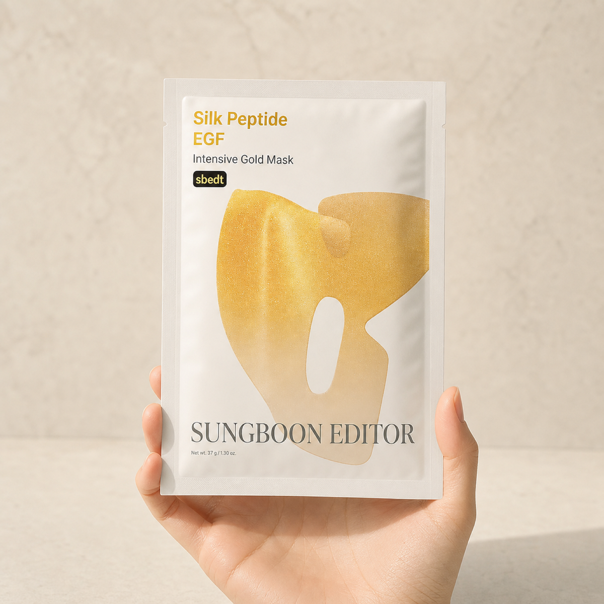 [SUNGBOON EDITOR]Silk Peptide EGF Intensive Gold Mask 37g*4ea - Hand scale moment PDP image