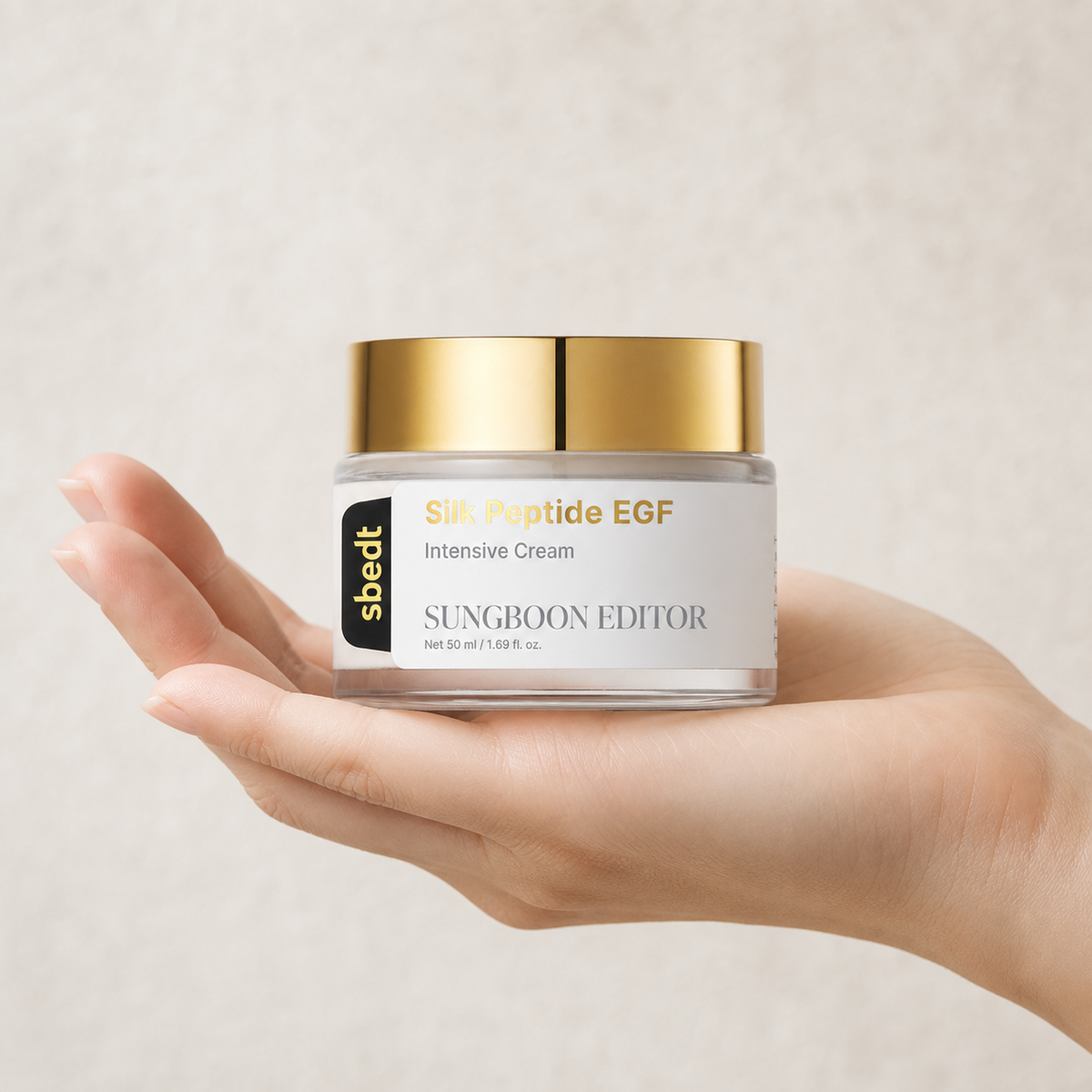 [SUNGBOON EDITOR] Silk Peptide EGF Intensive Cream 50ml - Hand scale moment PDP image