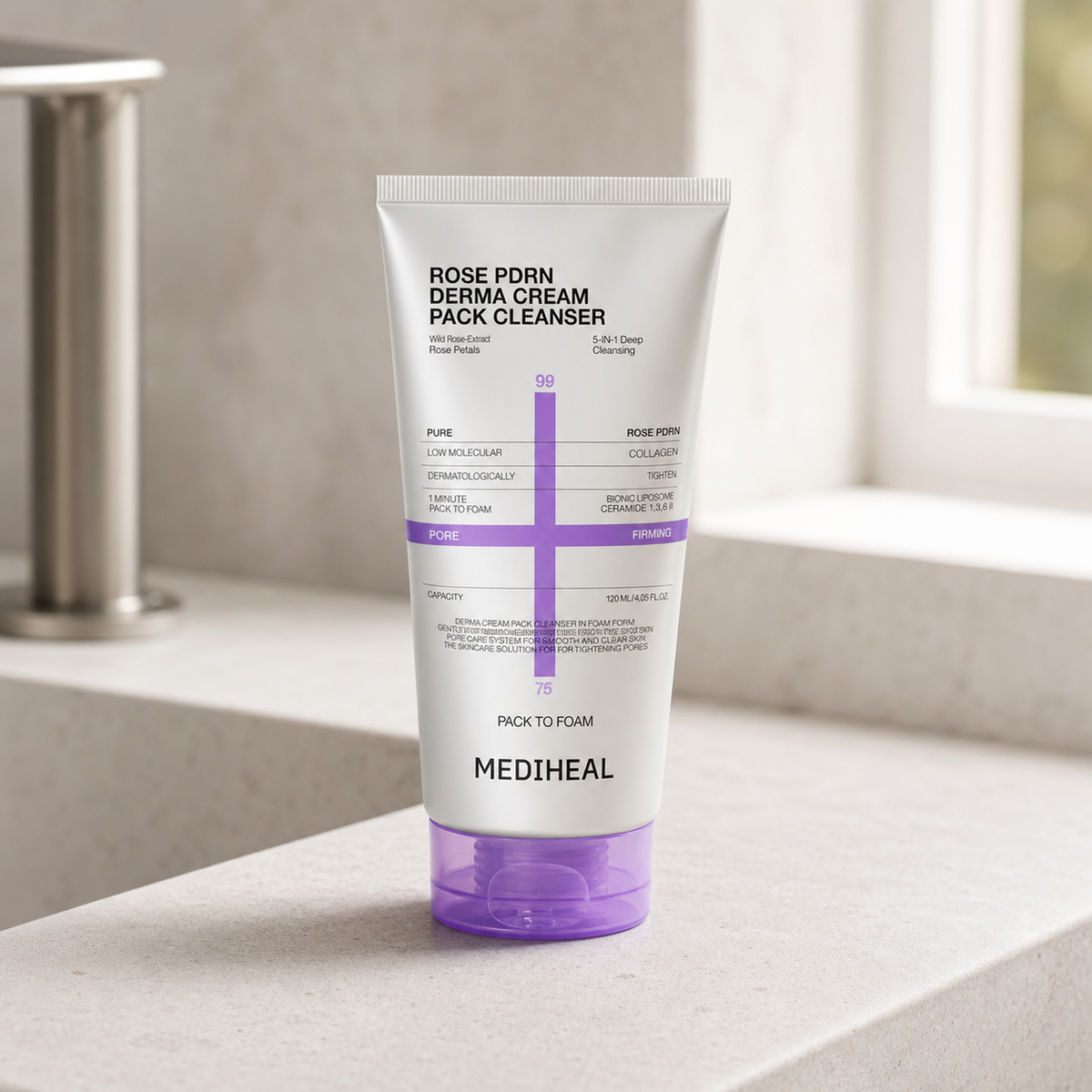 [Mediheal] Derma Cream Pack Cleanser Rose PDRN 120ml - Premium product display PDP image