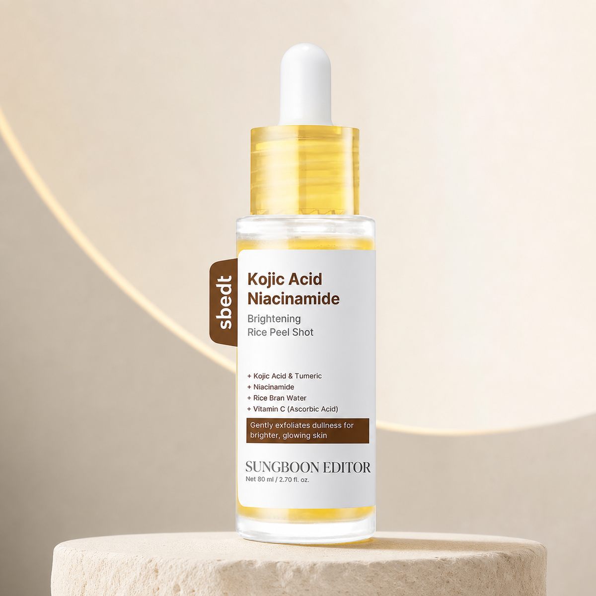 [SUNGBOON EDITOR] Kojic Acid Niacinamide Rice Peel Shot 80ml - Premium product display PDP image