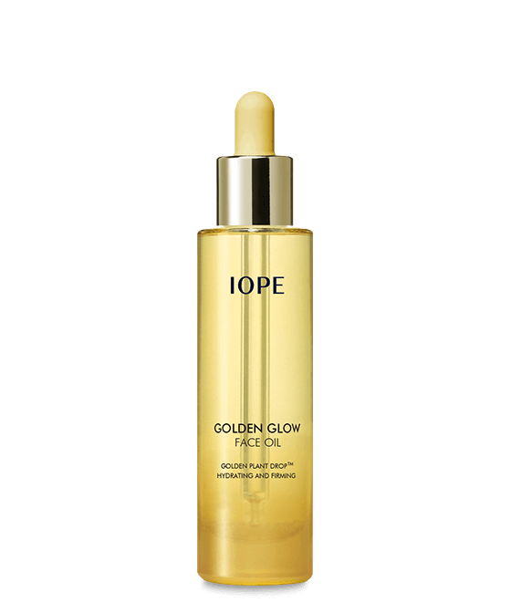 IOPE Golden Glow Face Oil 40ml — amber dropper bottle with gold cap on neutral background