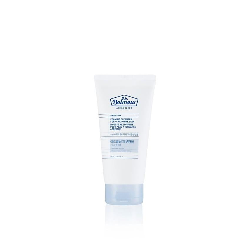 Thefaceshop Dr. Belmeur Amino Clear Foaming Cleanser 150ml — white tube with blue cap front view