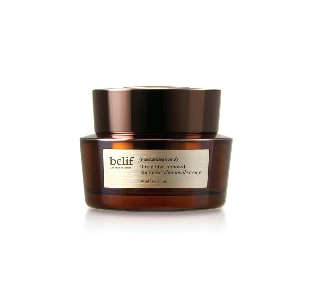 Belif Ritual Chamomile Tincture Cream 50ml — apothecary glass jar with dark botanical label