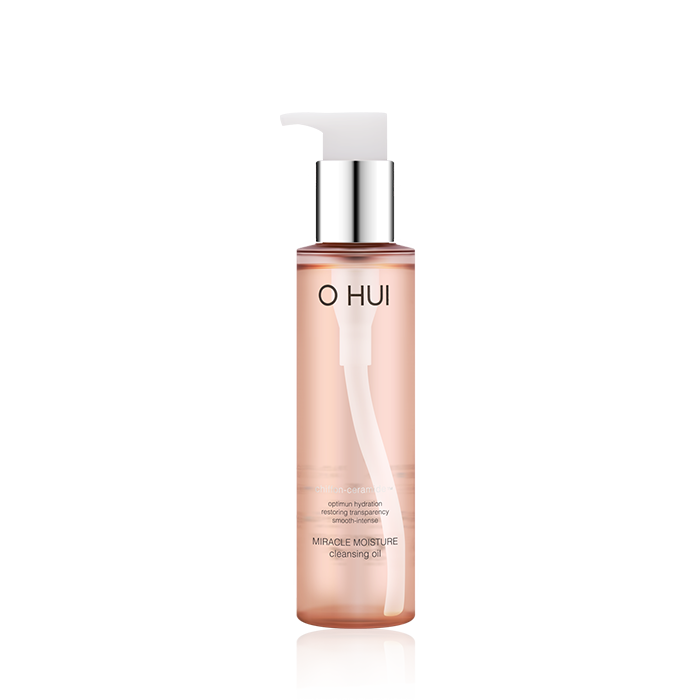 OHui Ceramide Moisture Cleansing Oil 150ml — clear pump bottle with golden oil inside