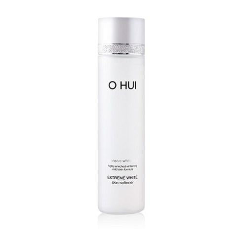 OHui Extreme White Skin Softener 150ml — white glass bottle with clear pump, brand label