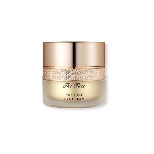OHui First Geniture Eye Cream 25ml — gold luxury eye cream jar with spatula, top view