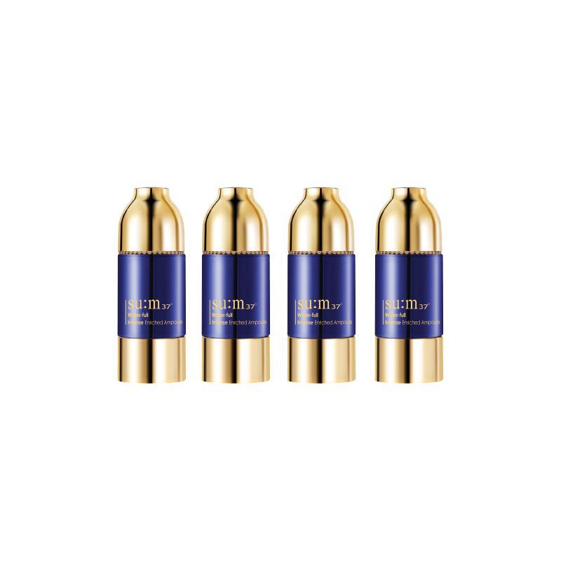 Su:m37 Water-full Intense Enriched Ampoule set of 4 vials — four glass ampoule bottles lined up