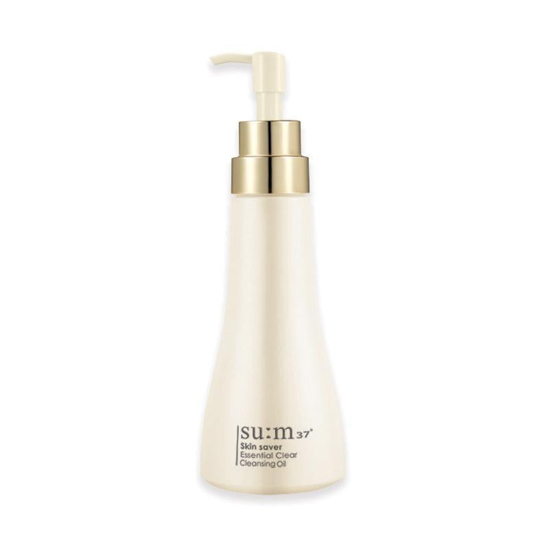 Su:m37 Skin Saver Essential Clear Cleansing Oil 250ml — amber pump bottle side view