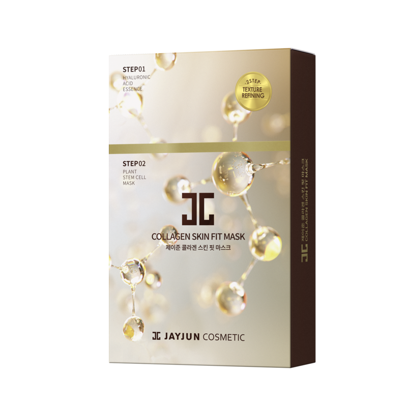 JayJun Collagen Skin Fit Mask 10pc — box of sheet masks with gold collagen detail