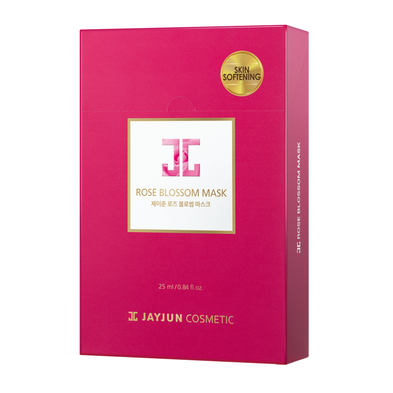 JayJun Rose Blossom Mask 10pc — pink-toned box with rose petal detail on white surface