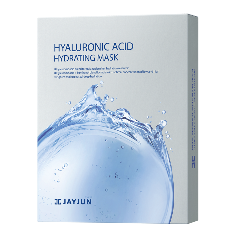 JayJun Hyaluronic Acid Hydrating Mask 10pc — box of tencel sheet masks on white surface