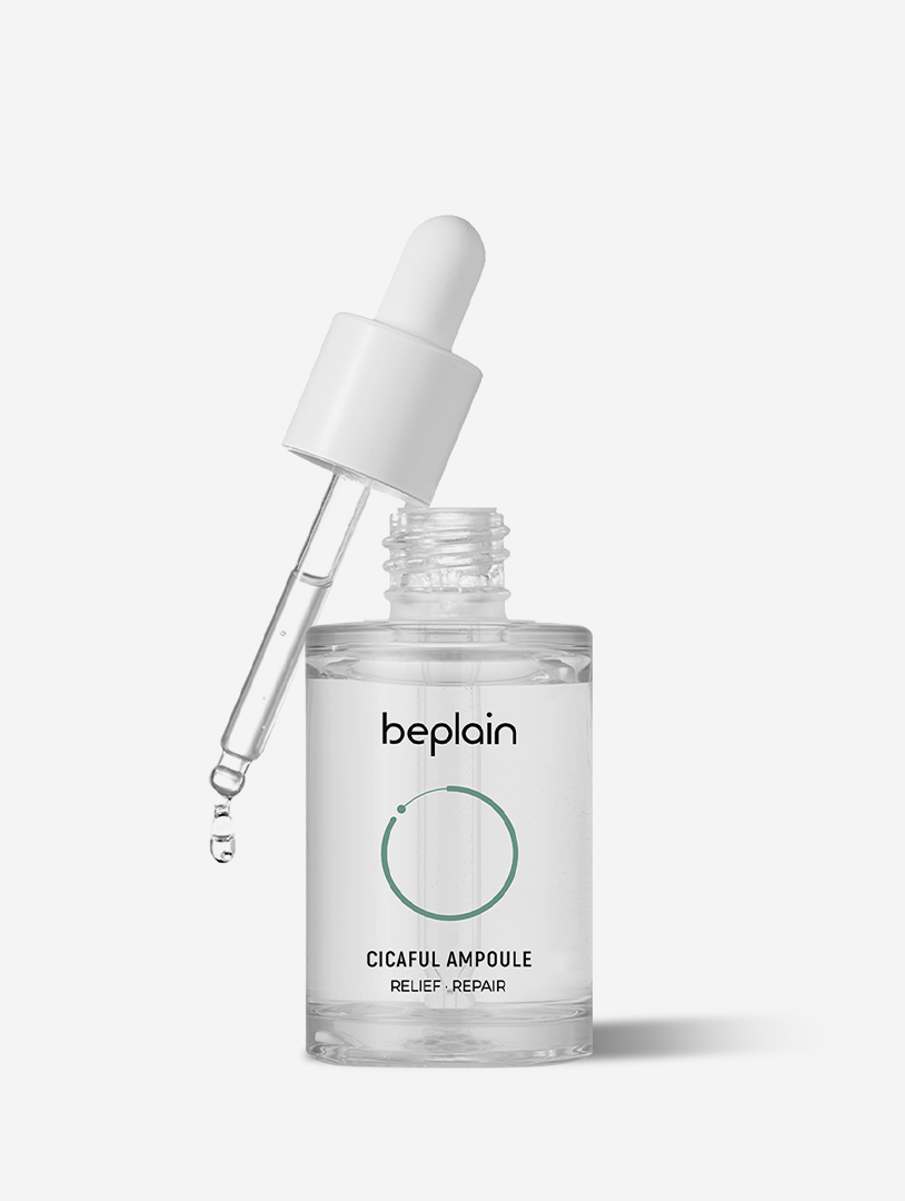 beplain Cicaful Ampoule 30ml — glass dropper bottle with green centella label on white background