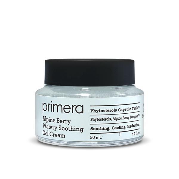 Primera Alpine Berry Watery Soothing Gel Cream 50ml — green jar on light background