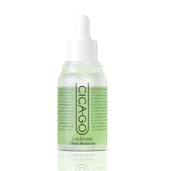 ISOI Cica Double Effect Ampoule 30ml — frosted glass bottle with green and white label