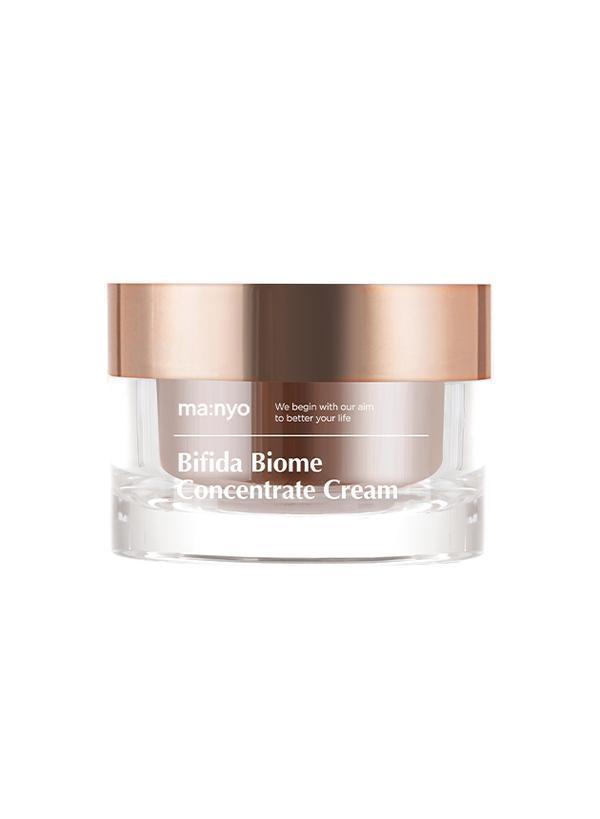 Ma:nyo Bifida Biome Concentrate Cream 50ml — dark glass jar with metal lid on white surface
