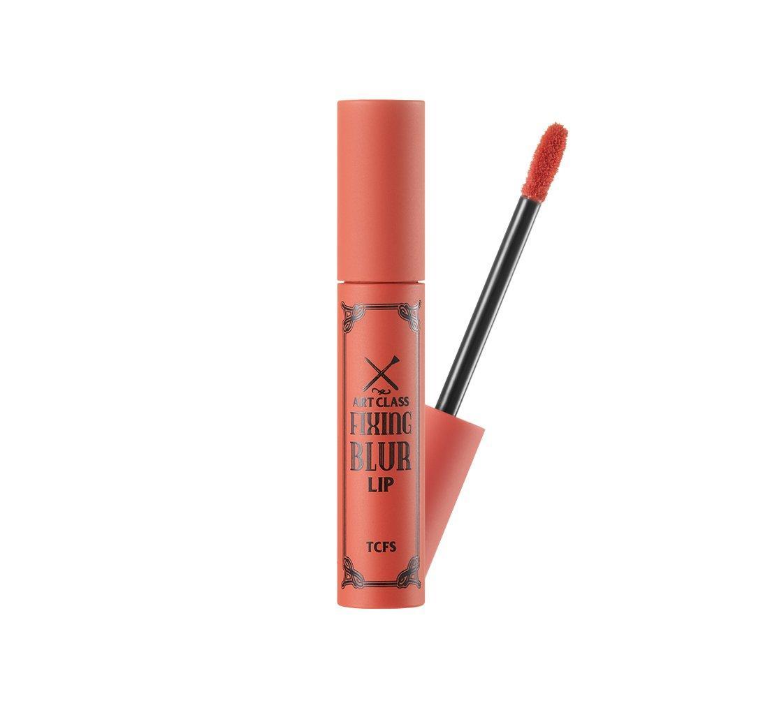 TooCoolForSchool Artclass Fixing Blur Lip 2 Peach Lit 4.5g — wand applicator showing daily peach-orange shade