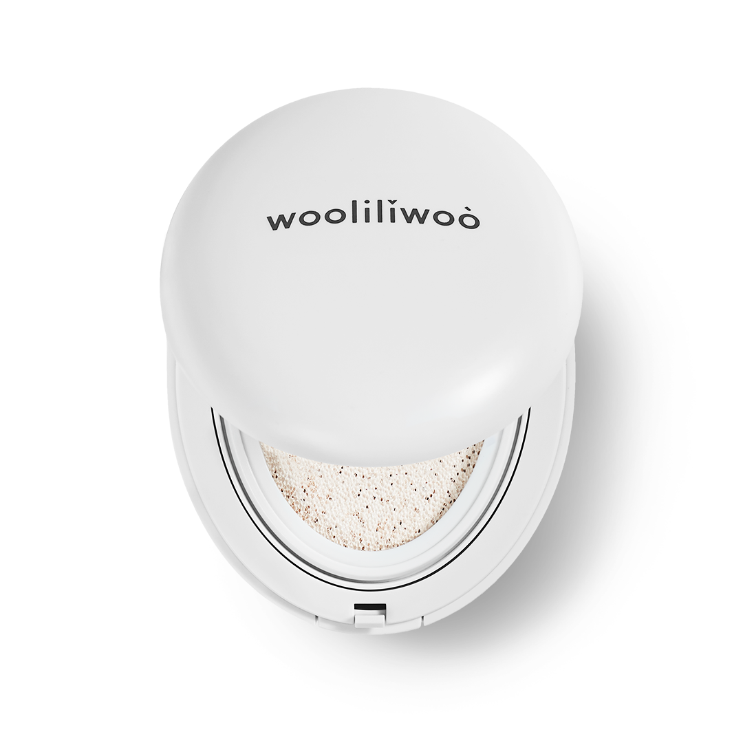 Wooliliwoo Egg Sun Cushion SPF50+ 18g — egg-shaped compact cushion case on white background