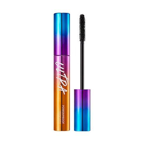 Missha Ultra Powerproof Mascara Curl Up Long Lash 8g — black wand tube with cap removed, brush visible