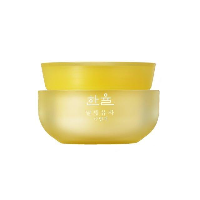 Hanyul Moonlight Citron Sleeping Mask 60ml — yellow-gold jar with moonlight-themed lid on neutral background