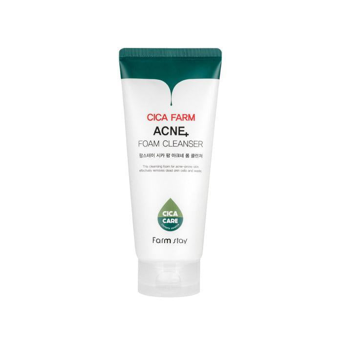 Farmstay Cica Farm Acne Foam Cleanser 180ml — green pump bottle on white background