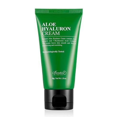 Benton Aloe Hyaluron Cream 50g — white tub with green label on clean background, front view