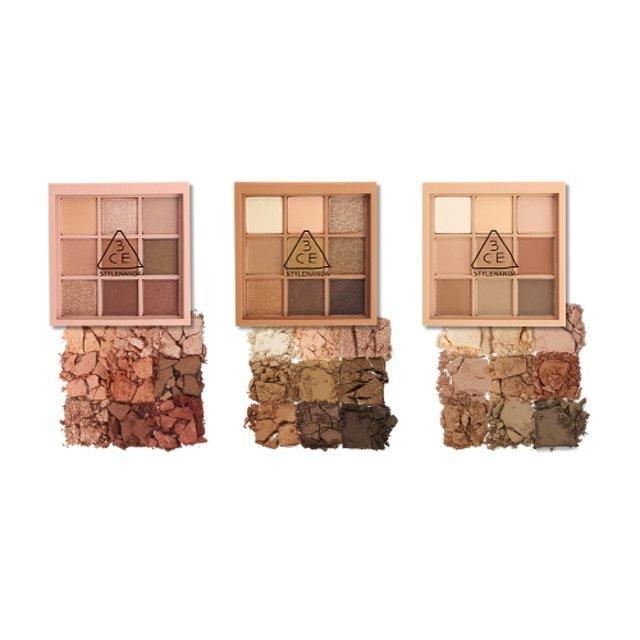 3CE Mood Recipe Multi Eye Color Palette 8.1g — open 9-shade palette with mix of matte and shimmer