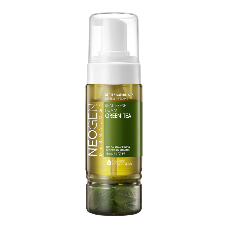 NeoGen Dermalogy Real Fresh Foam Cleanser Green Tea 160g — tube with pump and green tea label