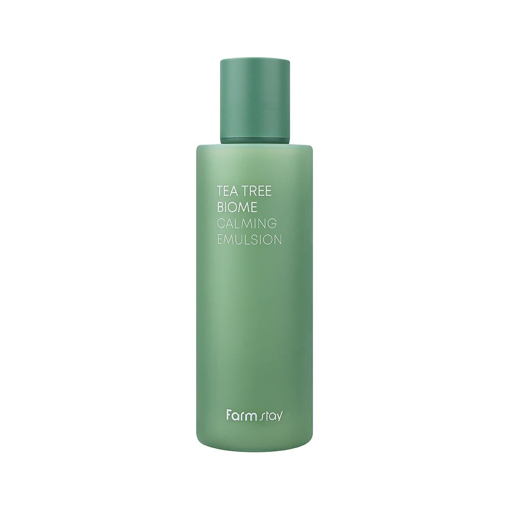 Farmstay Tea Tree Biome Calming Emulsion 200ml — pump bottle with tea tree green label