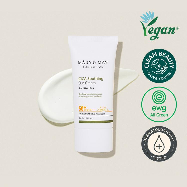 [Mary&May] CICA Soothing Sun Cream SPF50+ PA++++ - 50ml - Keauty